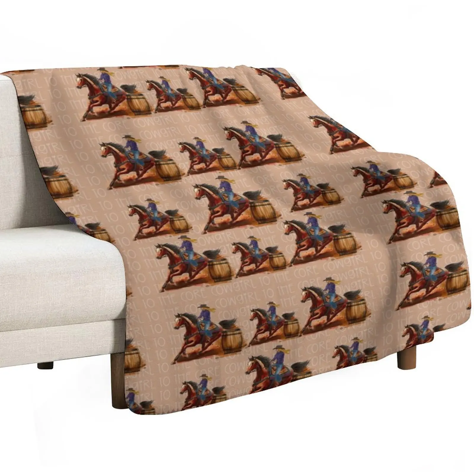 Barrel Racing Cowgirl Throw Blanket Softest Warm Bed Fashionable Single Polar Cute Blankets