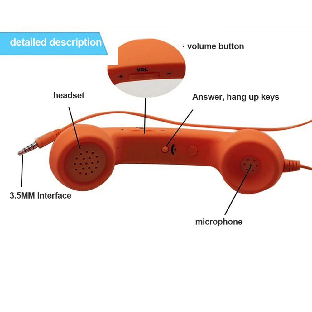 Universal Mobile Phone External Handheld Microphone Classic Cellphone Wired Earpiece Receiver Headset For 3.5mm and Type-C Port