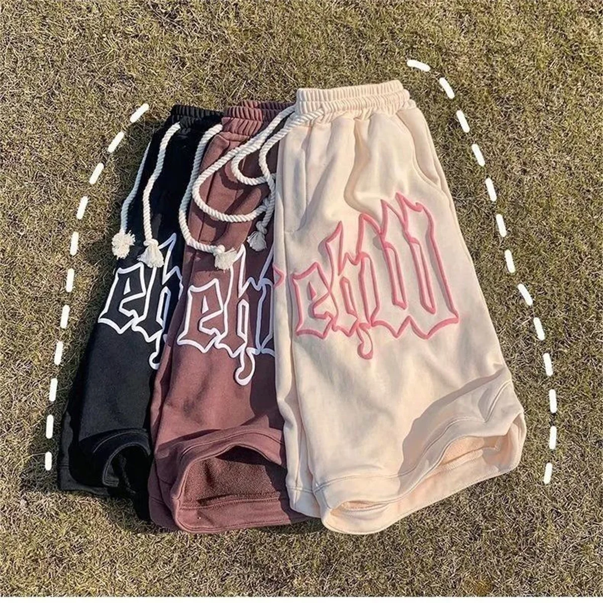 Summer Men's Letter Foam Print Shorts y2k Casual Fashion Loose Sweatpants Gym Basketball Short Pants Streetwear Bermuda shorts