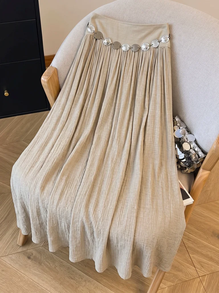 Bohemian Style plus Size Women's Midi Skirt Summer New Texture Sensation Chiffon A-Line Skirt Korean Style High Waist Loose Fit
