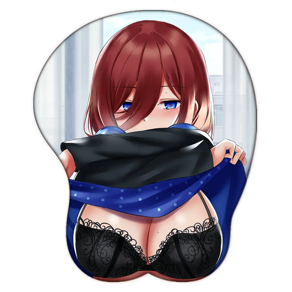 Nakano Miku Cho Anime Đi-Toubun No Hanayome Oppai 3D Tấm Lót Chuột Có Đệm Cổ Tay Silicone Gel Bo Rã