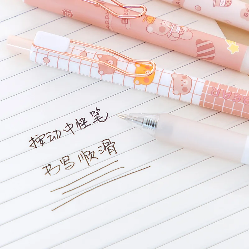 4 Cái/bộ Kawaii Hoạt Hình Cơ Bút Bi Mực Gel Dễ Thương Trường Văn Phòng Viết Đồ Dùng Văn Phòng Phẩm Trang Trí Tặng Học Sinh Sinh Viên