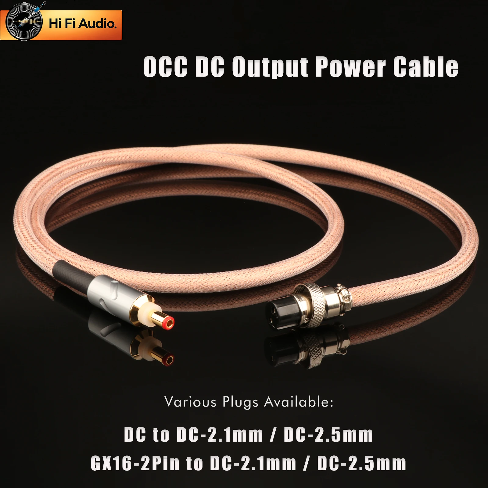 HiFi OCC DC Power Cable Preffair Audiophile DC Output Wire GX16-2Pin / DC to DC 2.1mm 2.5mm Connector Options