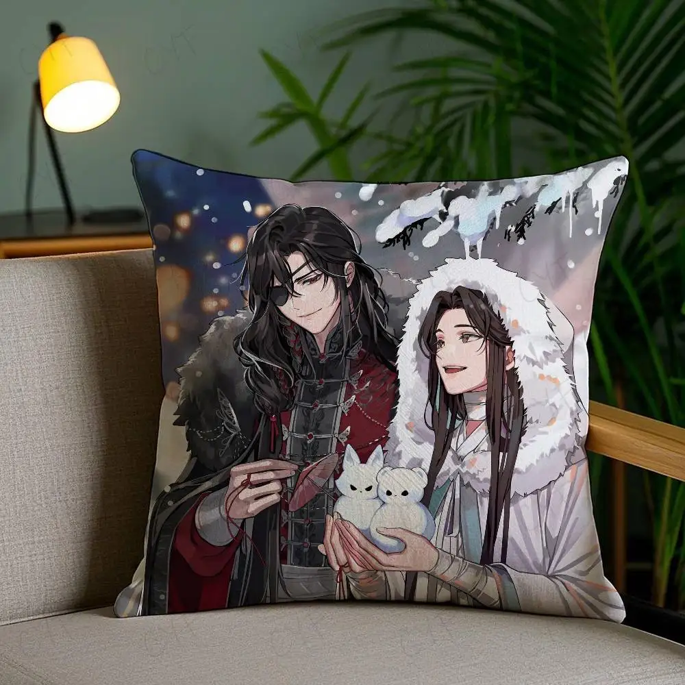 Anime H-Heaven Official's B-Blessing Bl Pillow Case Anti-dustmite Pillowcase Invisible zipper silky short plush Sofa cushion cov