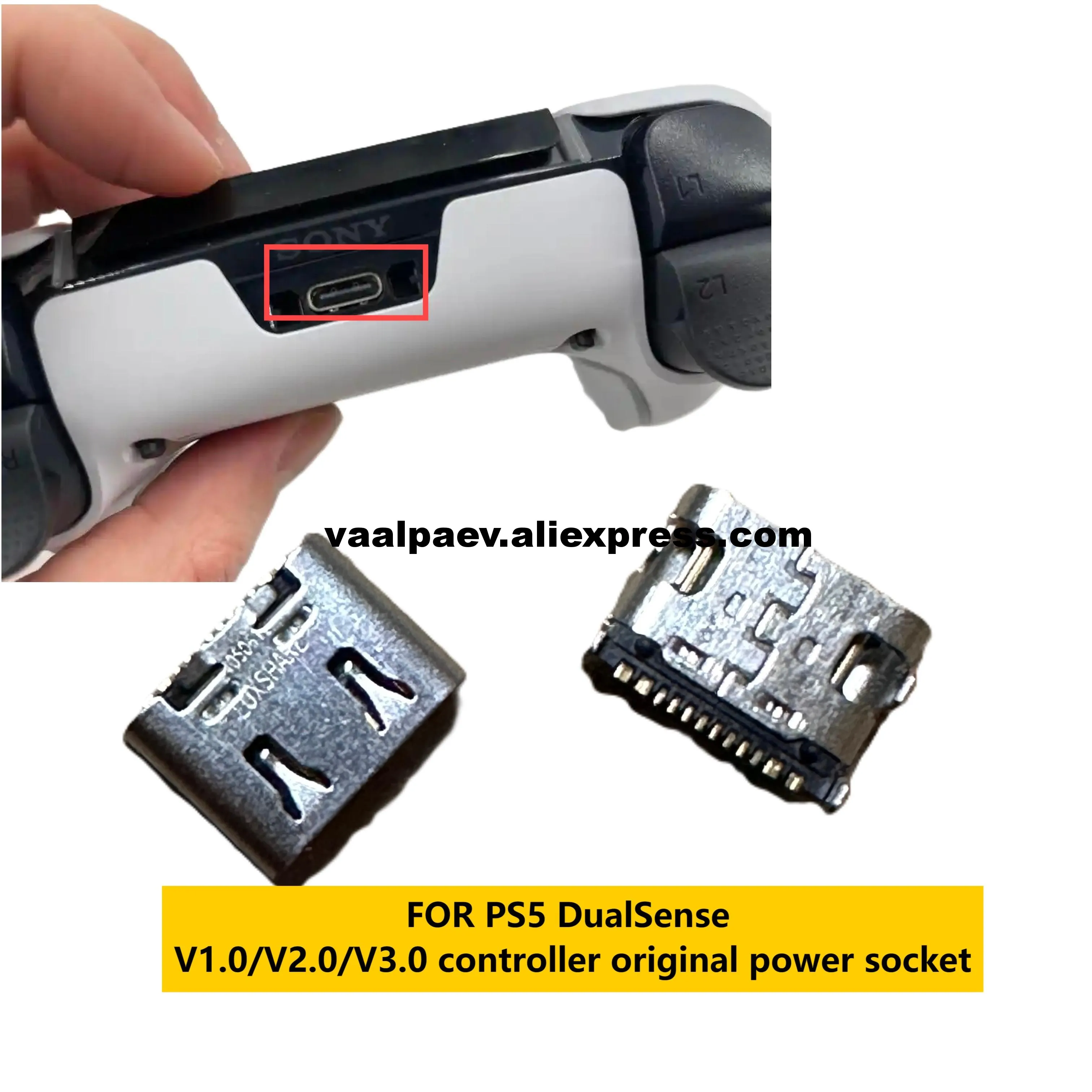 For PS5 DualSense V1.0/V2.0/V3.0 Controller Original Power Socket Grip USB Port For Repair Replacement wholesales