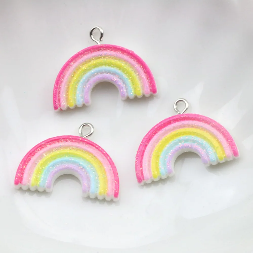 10pcs High Quality Resin DIY Accessories Stars Clouds Rainbows Cute Small Pendant Durable Key Chain Kids Toy