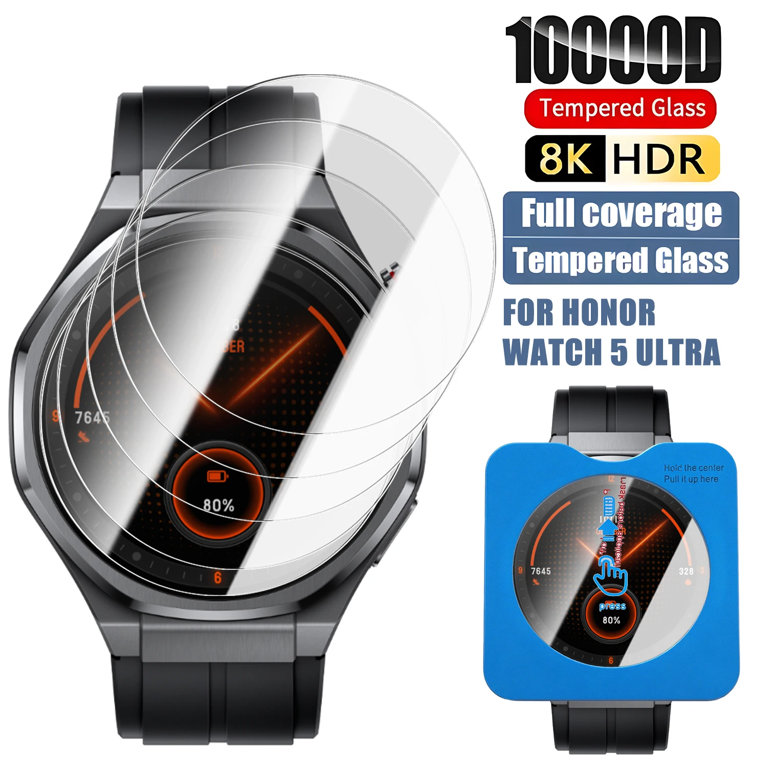 

Легкая установка, ультра прозрачная защитная пленка для экрана для Honor Watch 5, ультра-защита от царапин, пленка из закаленного стекла, чехол для Honor Watch 5 Ultra