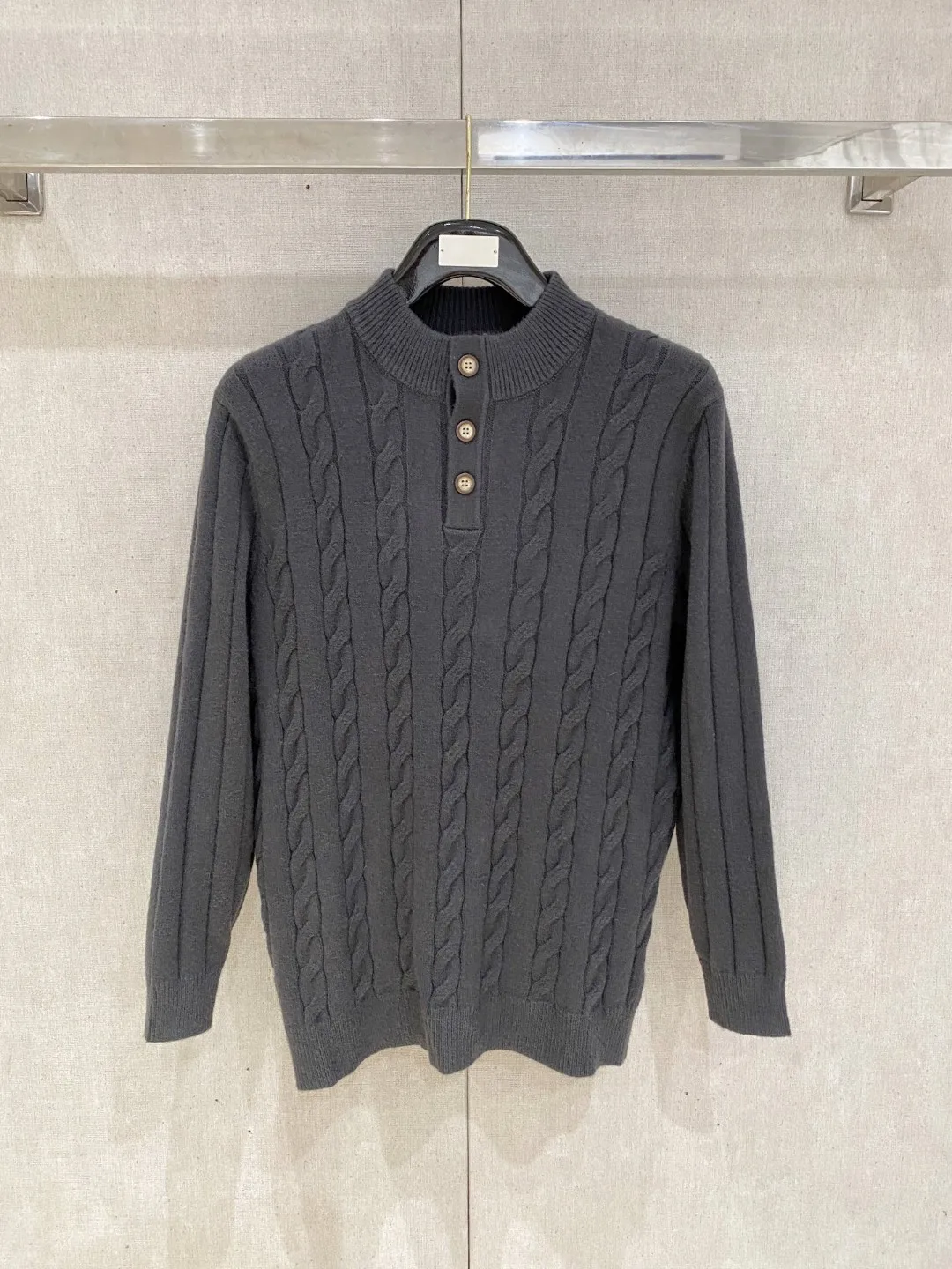 

Men's Knitted Sweater f High Collar Twist Mixed Wool Blend Inner Wear Long Sve round Ne Faionable Commute Busin