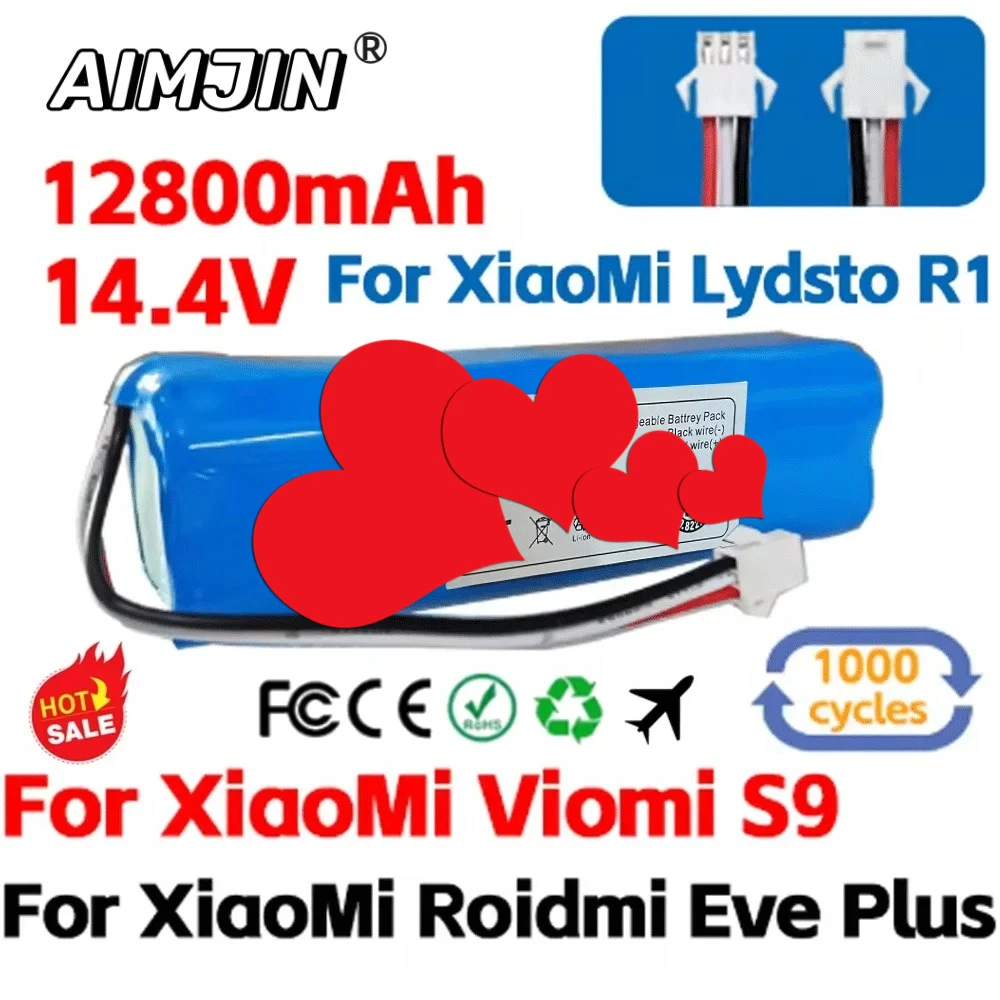 

high quality for Xiaomi Lydsto R1 rechargeable lithium-ion , robot vacuum cleaner,viomi s9,battery pack, genuine 12800mAh
