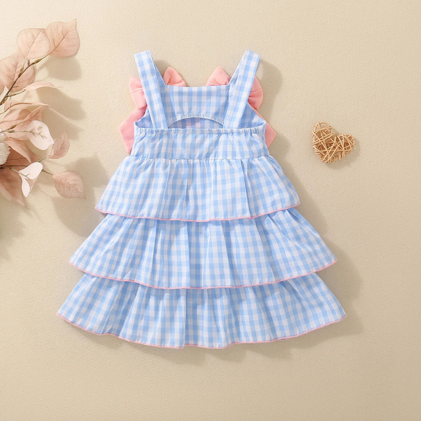 Summer female baby blue bow strap dress sweet and cute