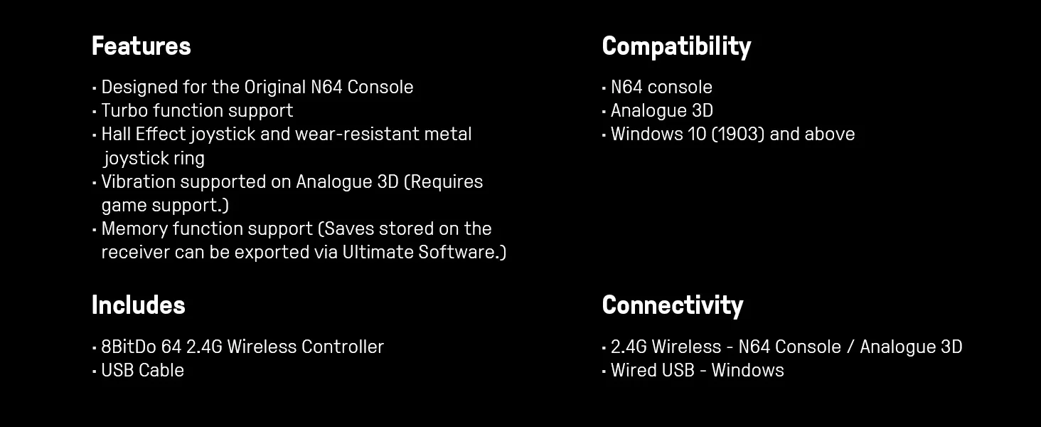 8BitDo N64 2,4G Kabelloser Gaming-Controller Gamepad mit Adapter für Original N64 Konsole, Analog 3D, und Windows – Detail 7