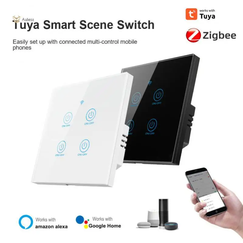 

Touch Control Smart Home Smart Touch Switch Tuya 4-way Panel Smart Scene Scene Switch Remote Control Timing