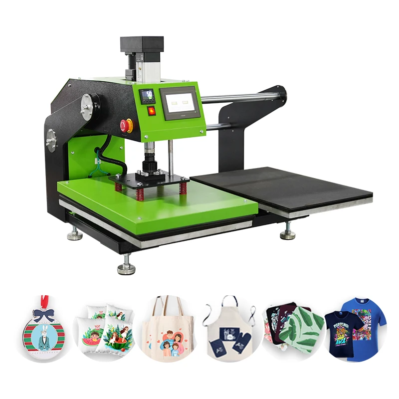 Pressa di calore completamente automatica Pressa di trasferimento a sublimazione per magliette Pressa di calore elettrica automatica con doppi tavoli di lavoro