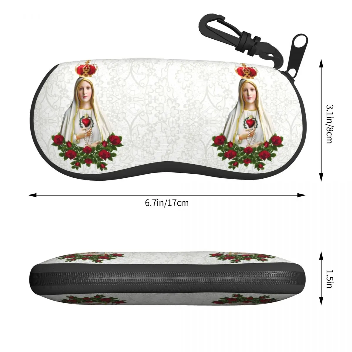 Custom Our Lady Of Fatima Virgin Mary Shell Glasses Case Portugal Rosary Catholic Eyeglasses Case Sunglasses Protector Box