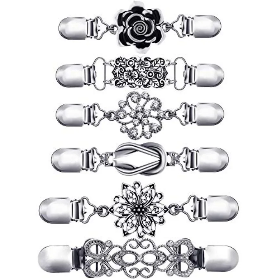 

Hicarer 6 Pieces Vintage Shirt Dress Cardigan Clip Waist Clip for Women Sweater Shawl Brooch Jacket for Clothing