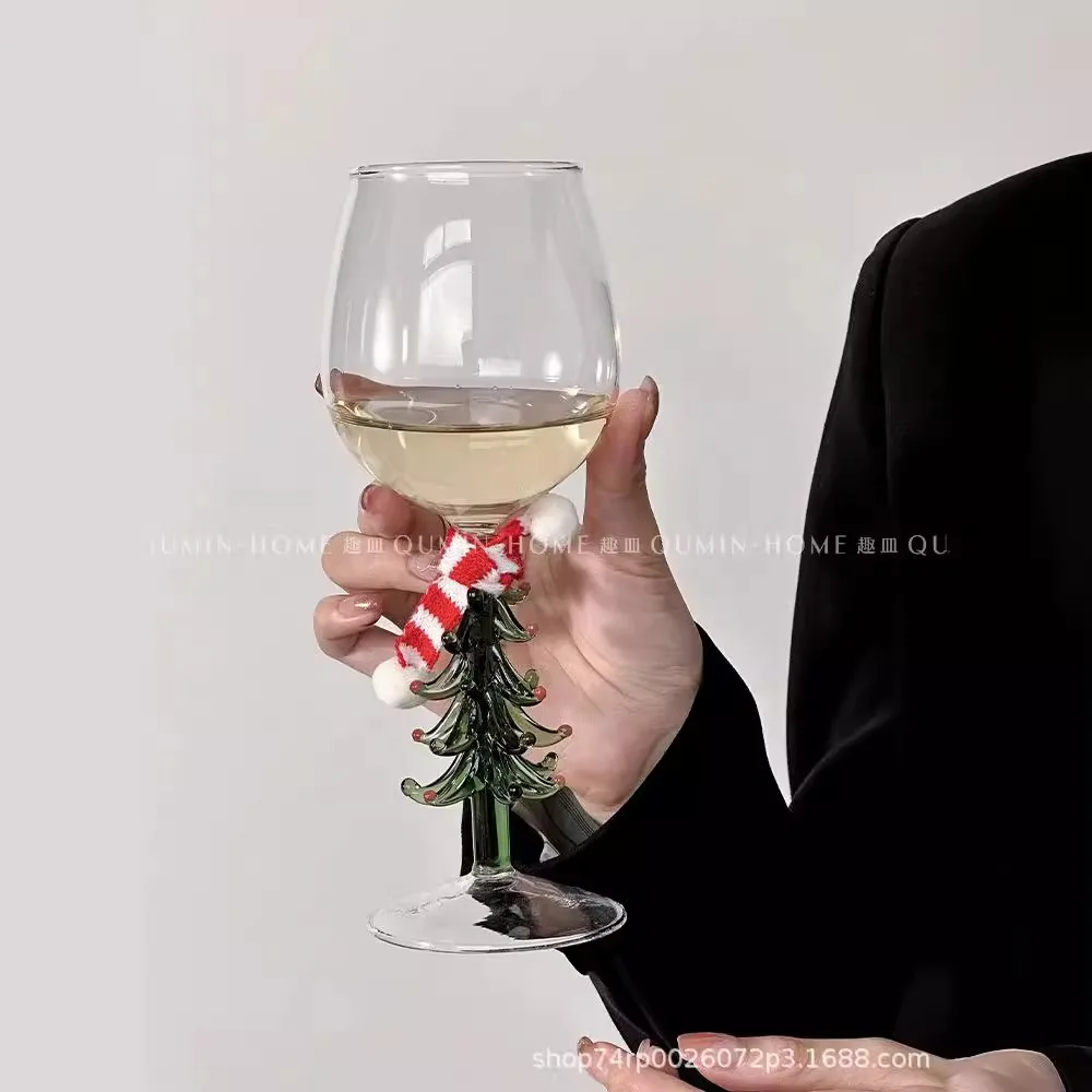Creative cute, Christmas tree goblet ins windshield red wine glass champagne wine glass Christmas holiday gift