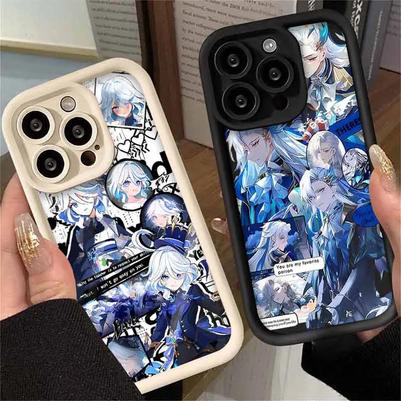 Genshin impact Neuvillette Furina Case for iPhone 16 15 14 13 12 11 Pro Max XS X XR 8 7 6S Plus SE 2020 Printing Protective Capa