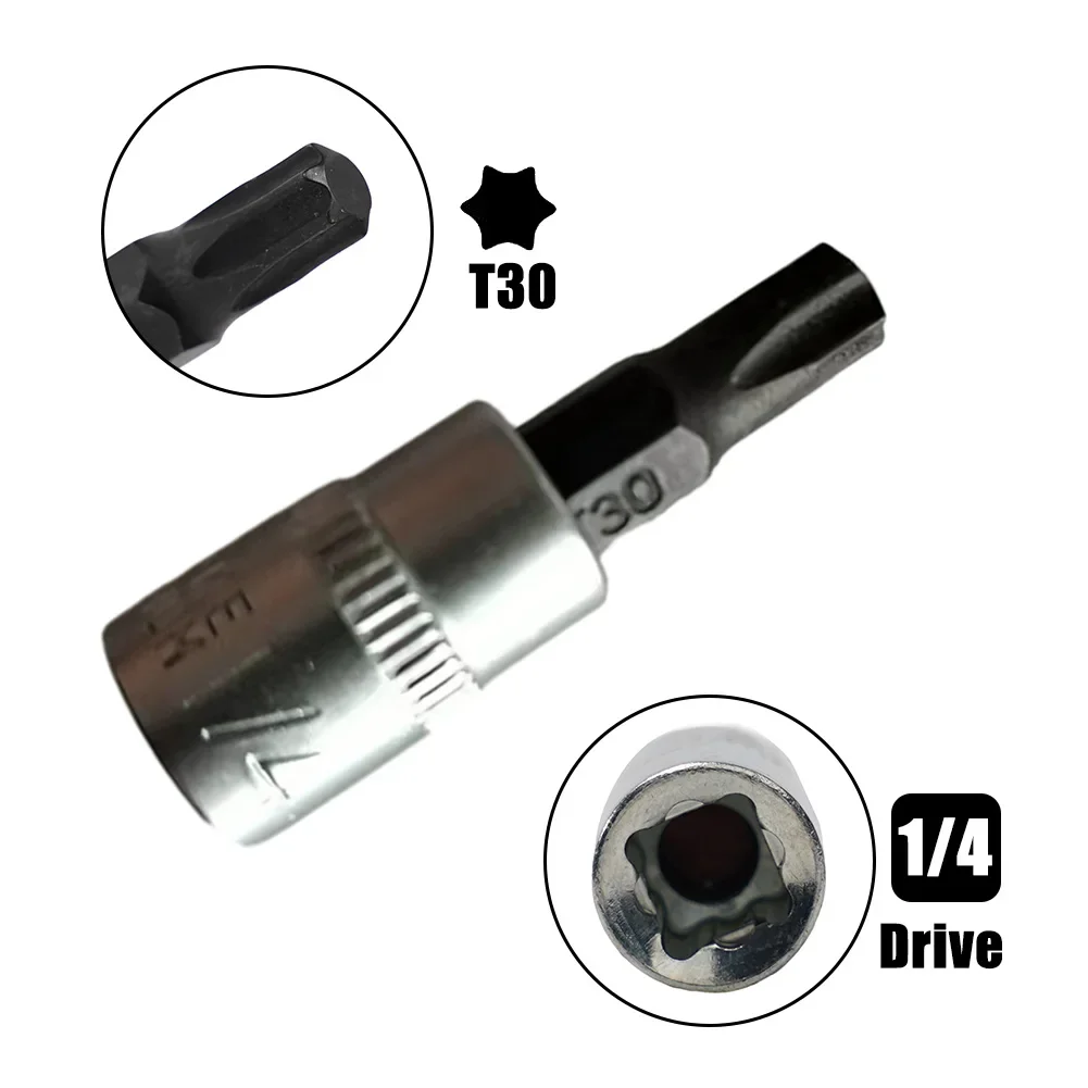 Torx Bit Socket T8 T15 T20 T25 T27 T30 T40 1/4" Drive Socket Ratchet Socket Klucz nasadowy S-2 Stal CR V Przedłużacz Narzędzia ręczne