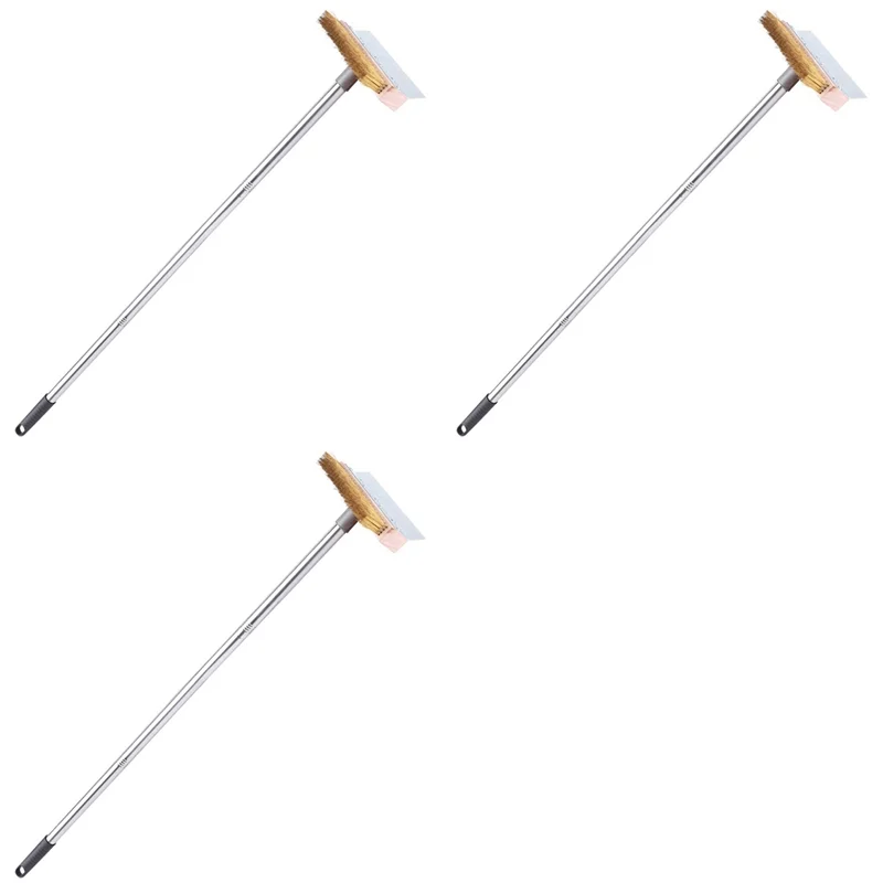 

3X щетка для духовки для пиццы, щетка для гриля, съемный длинный столб, инструмент для чистки гриля для кухни, ресторана