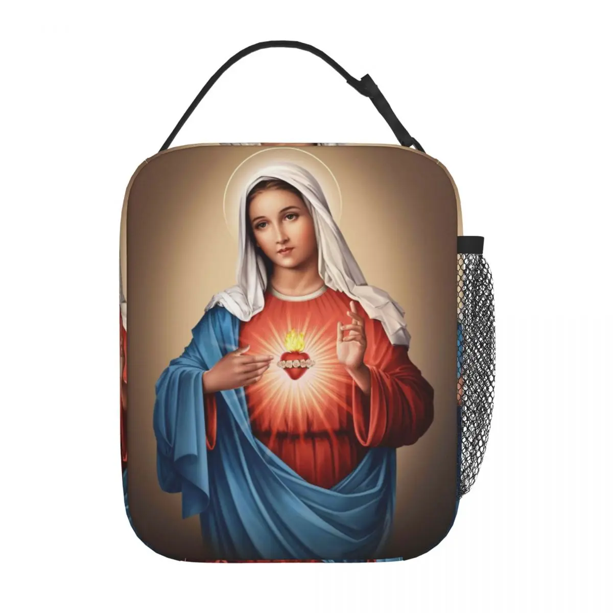 Heart Of Mary Catholic Insulated Lunch Bag Christ Christian Storage Food Box Portable Cooler Thermal Bento Box For School Office