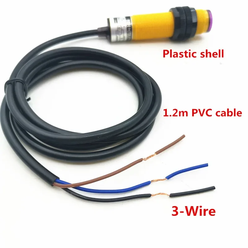 PNP NO IP67 Adjustable Infrared Obstacle Avoidance Photoelectric Sensor Proximity Switch Detection Distance 7-30cm for Diffuse