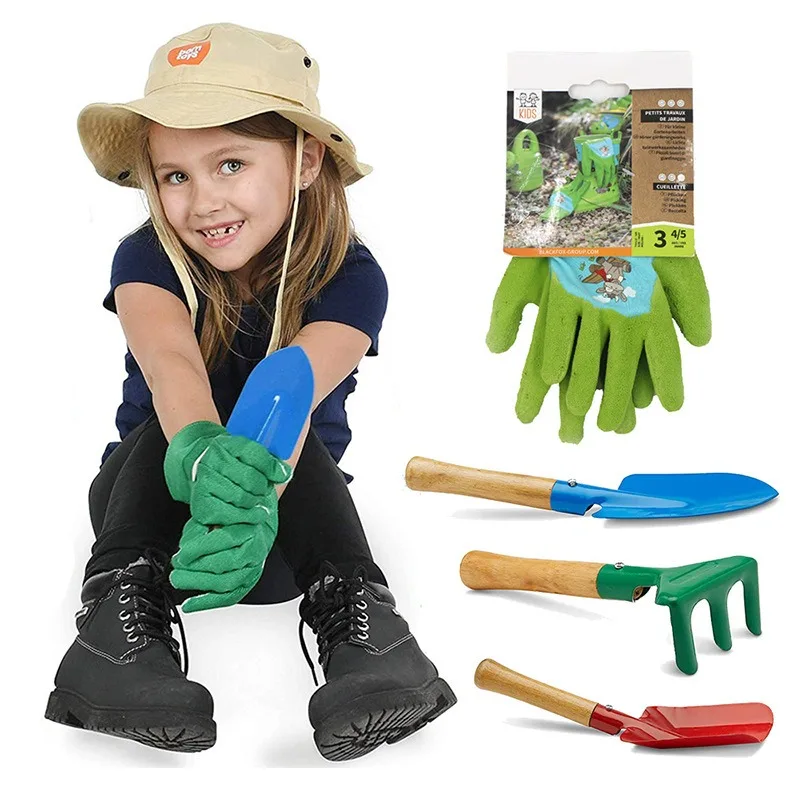 

Children's gardening gloves latex non-slip pet bite labor gloves outdoor protection Kids safety Work gloves