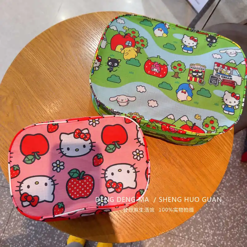 

Summer Fresh Cute Apple Hellokittys Printed Travel Portable Clothes Sorting Storage Bag Set 2025 Multifunctional Makeup Bag Gift