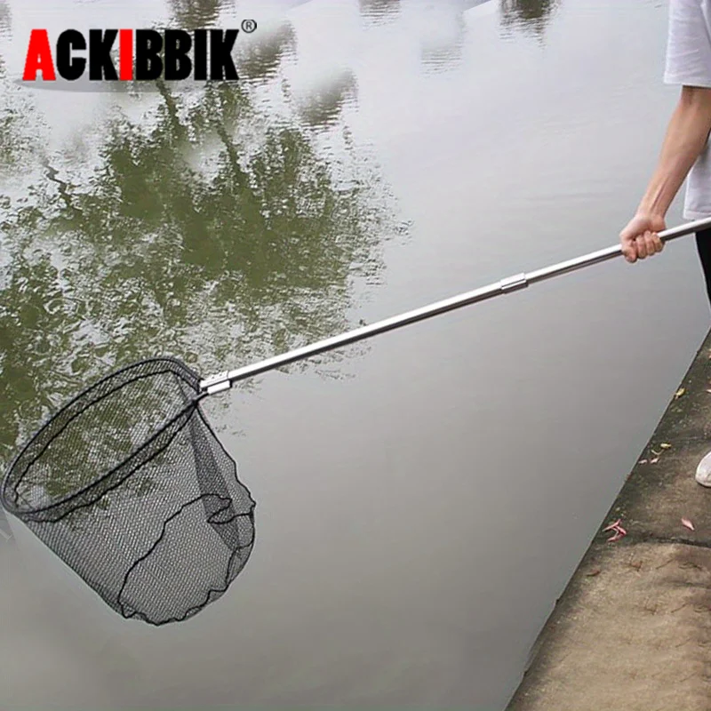

Ackibbik 1pc Large Rubber Fishing Net with Telescoping Handle Kayak with Bag Extend 70 to 94 Inch Net Depth 27.5 Inch