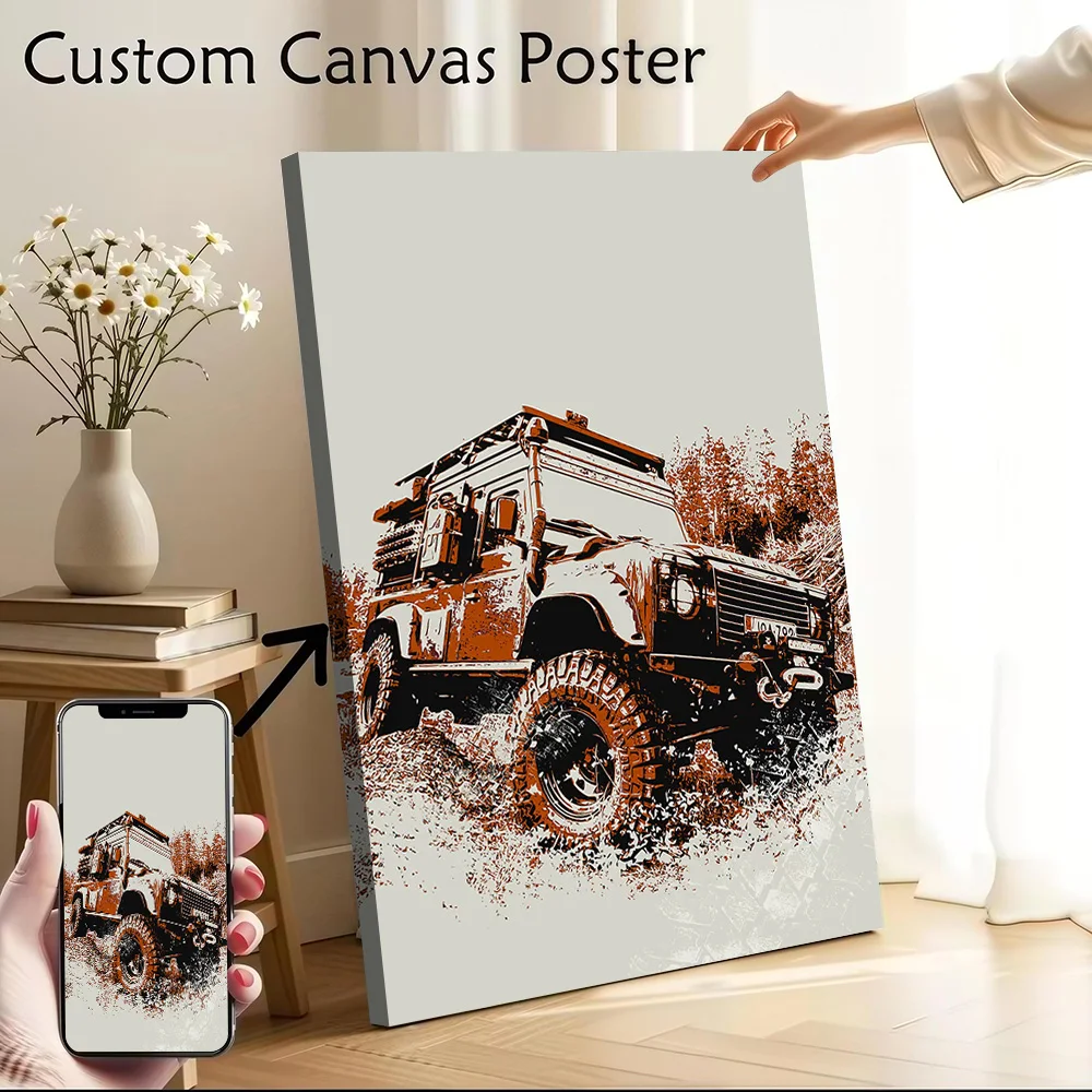 Off-Road Vehicle in Forest Poster Customizable Printed Canvas Painting for Pictures Wall Art Decoration Living Room Decor Home
