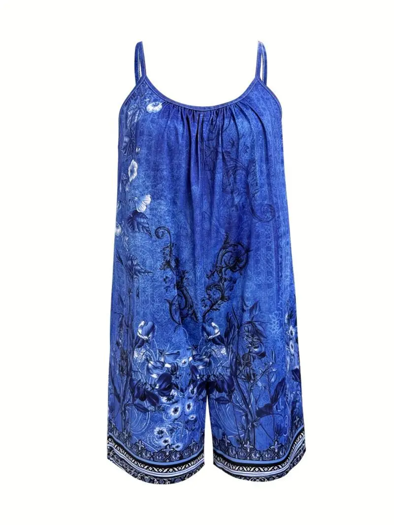 Women's Strappy Summer jumpsuit,Simple Sleeveless Floral jumpsuit , Beach V-Neck Dress for summer clothes,Casual summer outfits