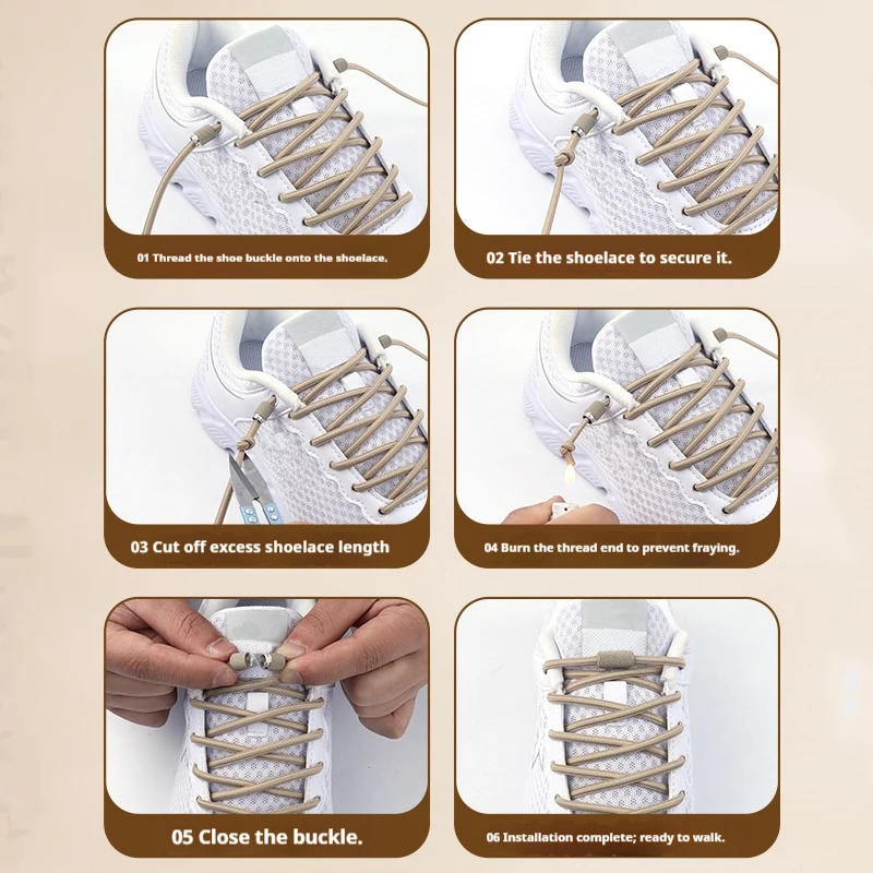 NEW 17 Colors Round Elastic Laces Without Ties Metal Buckle Shoelace Sneakers Quick Shoelaces Shoe Accessories 1Pair/2Pair image 6