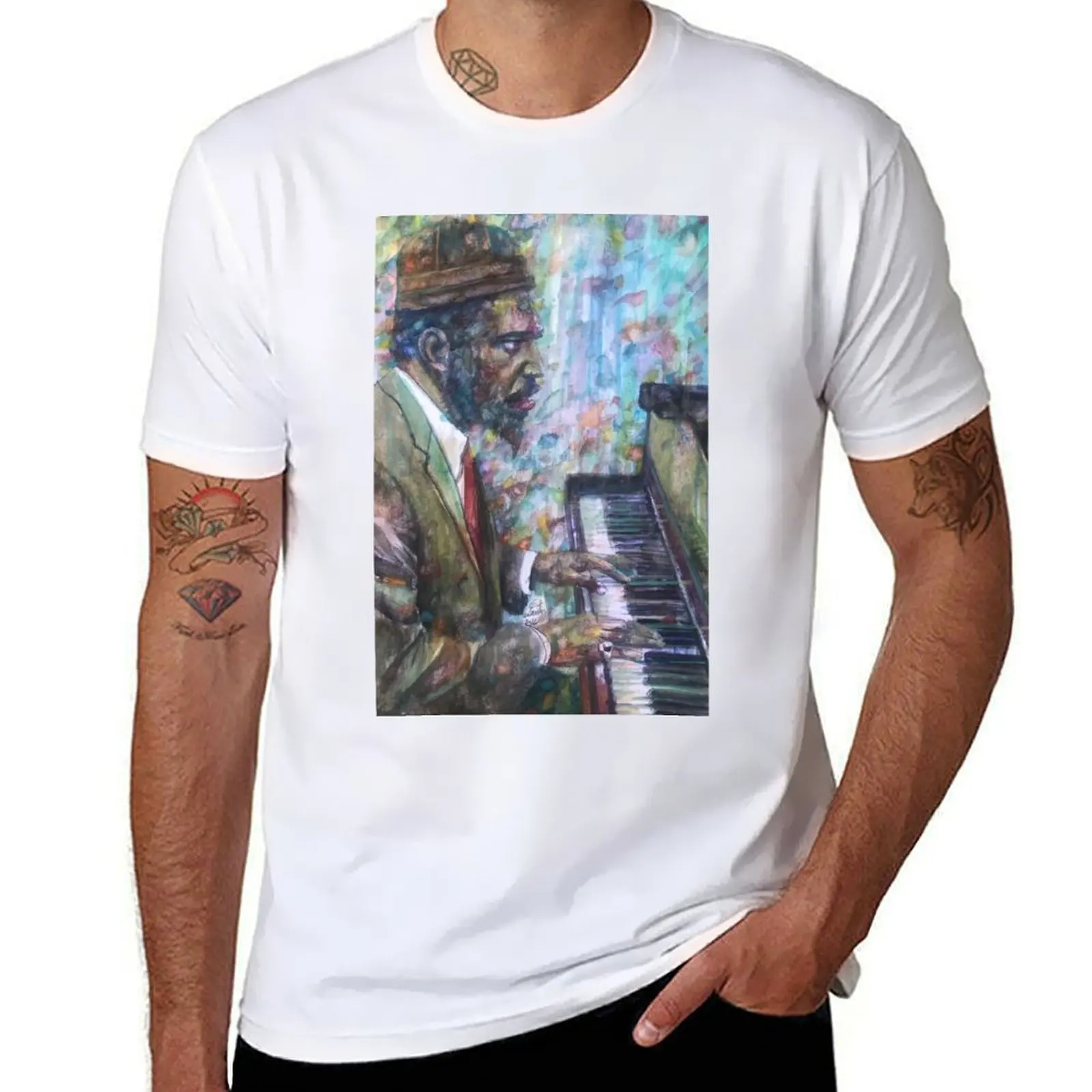 

graphic portrait essential t MONK t shirt T-Shirt watercolor shirt man THELONIUS