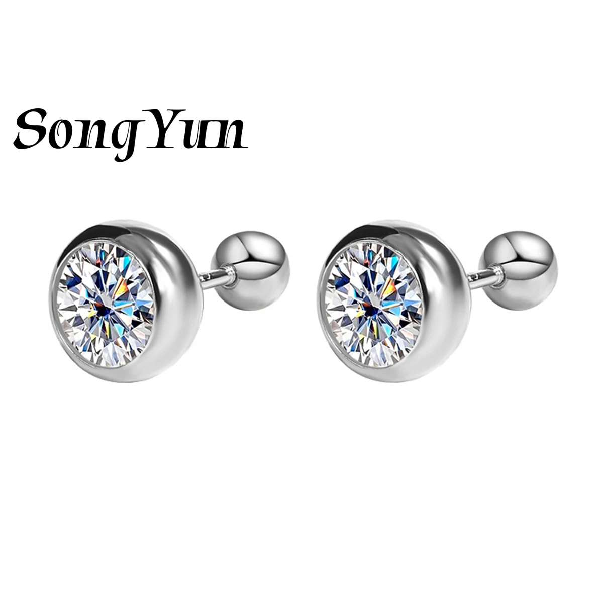 

SONGYUN Luxury Jewelry 925 Sterling Silver Earrings Moissanite Diamond Huggie Party for Bride Rhodium Plated SYT Patent Earring