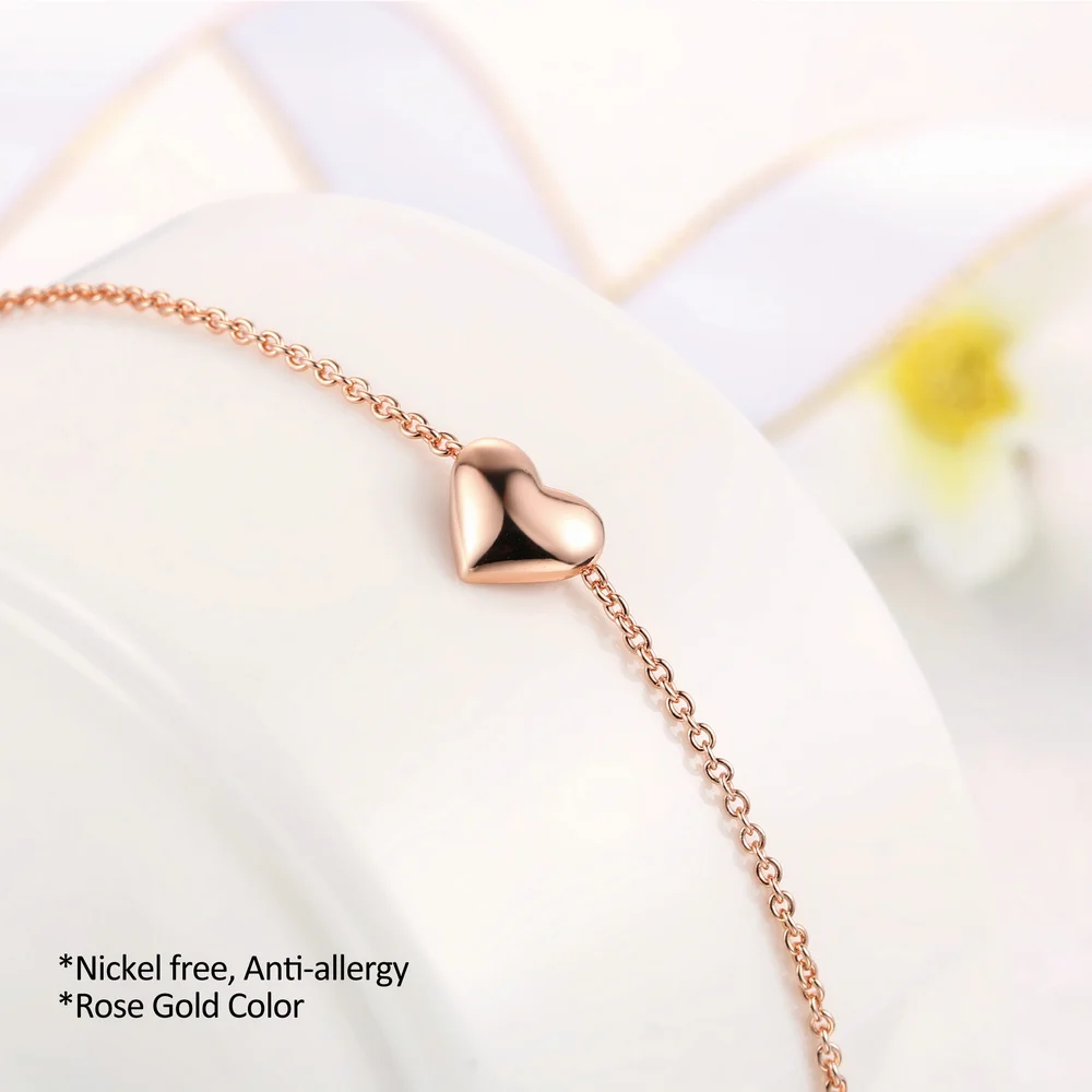 OL Style Heart Fashion Brand Party Charm Bracelets & Bangles For Women Rose Gold Color Vintage Jewelry pulseras DWH199