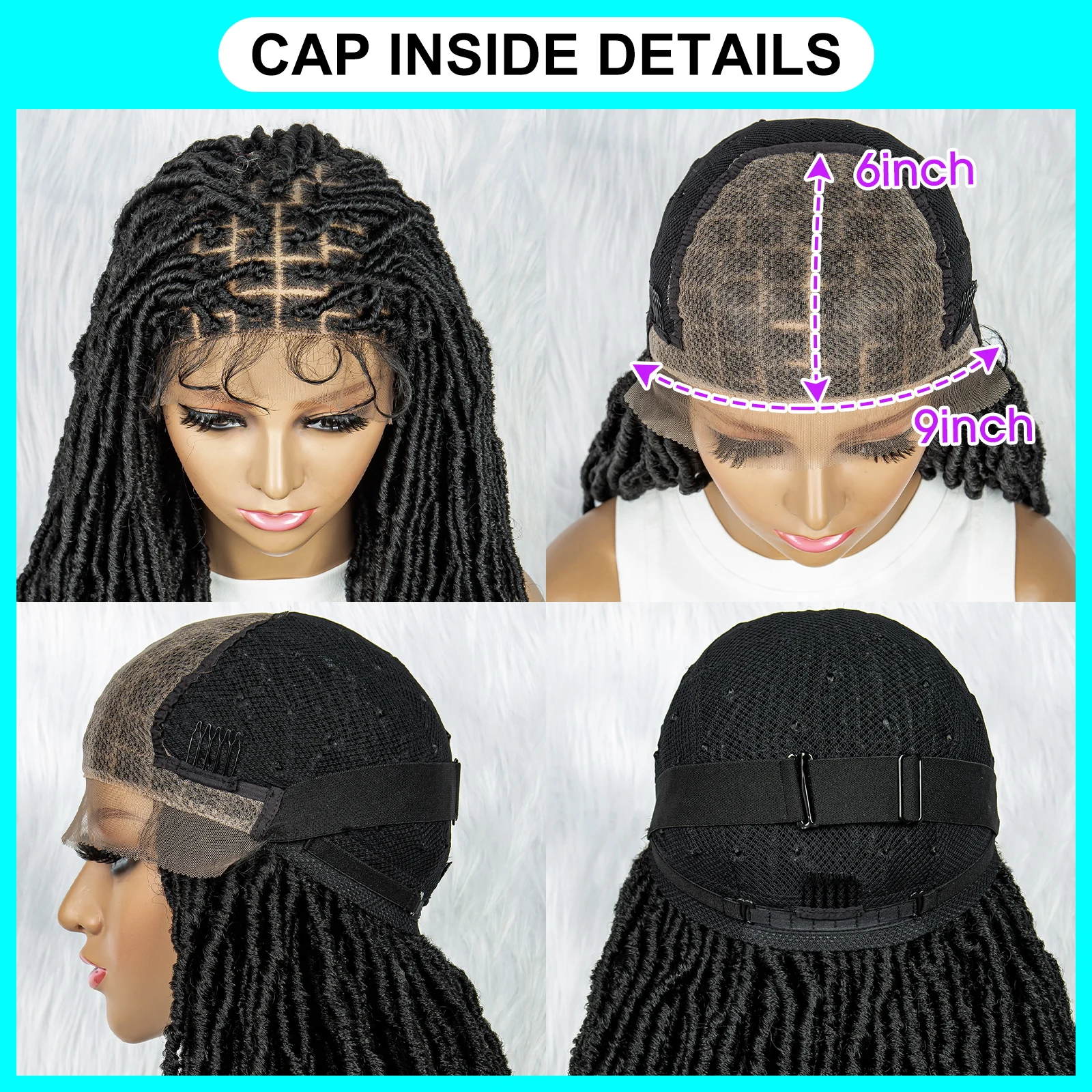 KIMA Box Braided Dreadlock Wig 9*6 Lace Front Wig Cornrow Twist Synthetic Braided Wigs Square Knotless Wig for African Women