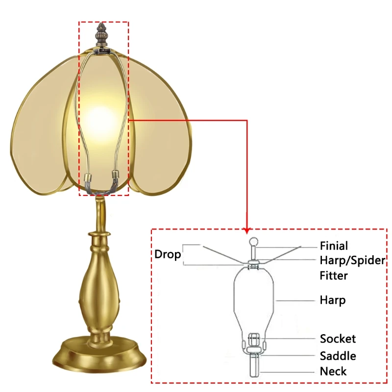 Y1UU Decorazione della lampada con pomello terminale per lampada in metallo color bronzo per accessori paralume