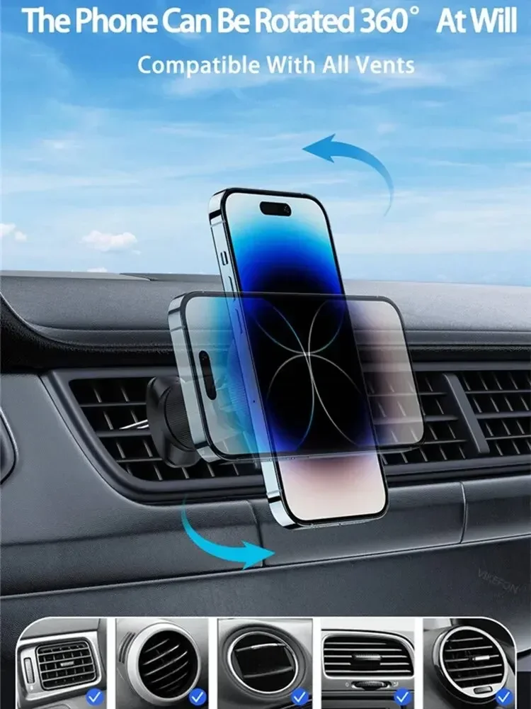 Magnetic Wireless Car Charger LED Light Mobile Phone Holder Mount Magnet Fast Charging Station for iPhone 16 15 14 13 12 Pro Max