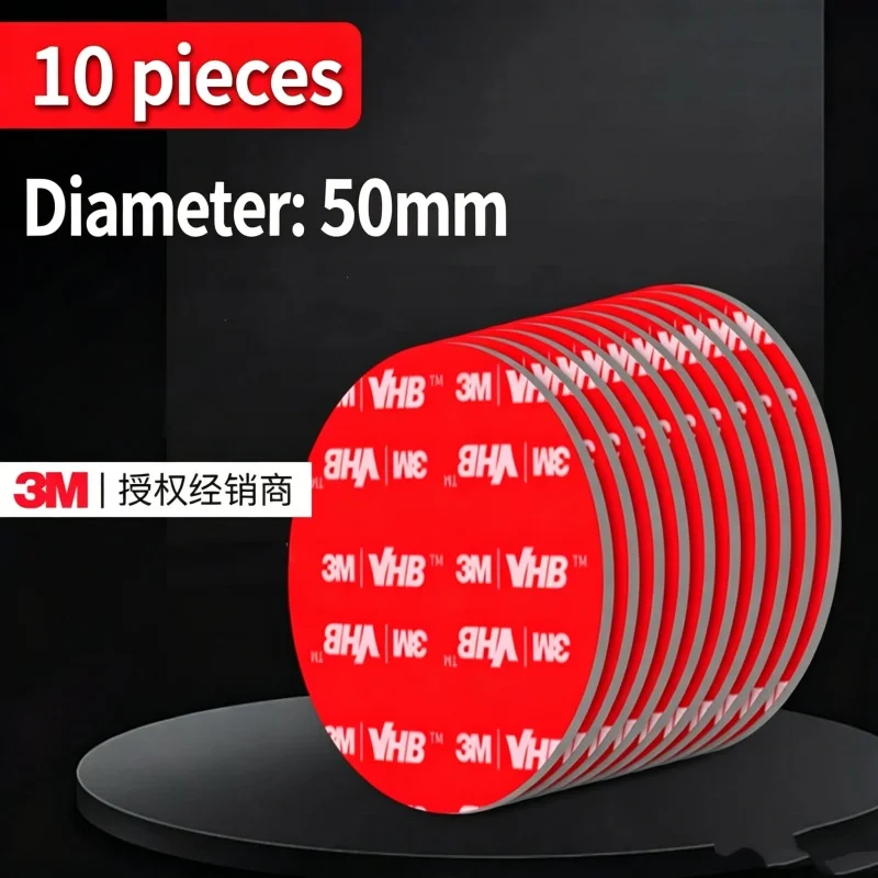 3M 10 Stück Starkes Doppelseitiges Klebeband 5608 Quadratisch/Rund Gestanztes Hochviskoses Spurloses Schaumklebeband für Spezielle Autofixierung