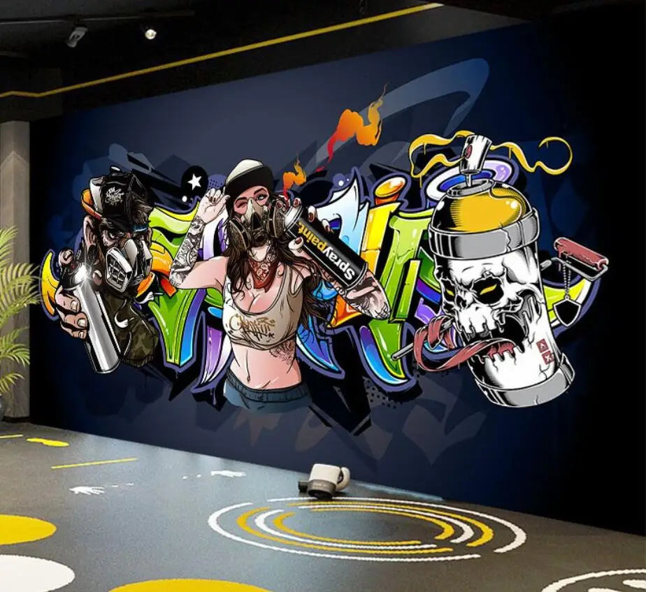 home decor Graffiti 3d Wallpaper Fashion Brand Clothing Shop Wallpaper Gym Club Personalized Custom Murals papel de parede