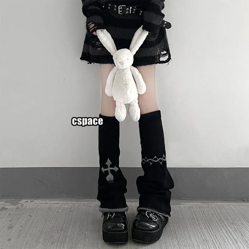Japanese Lolita Wide Leg Sock Cross Gothic Style Tall Wide Leg Sock JK Cos Tall Leg Warmer view 4