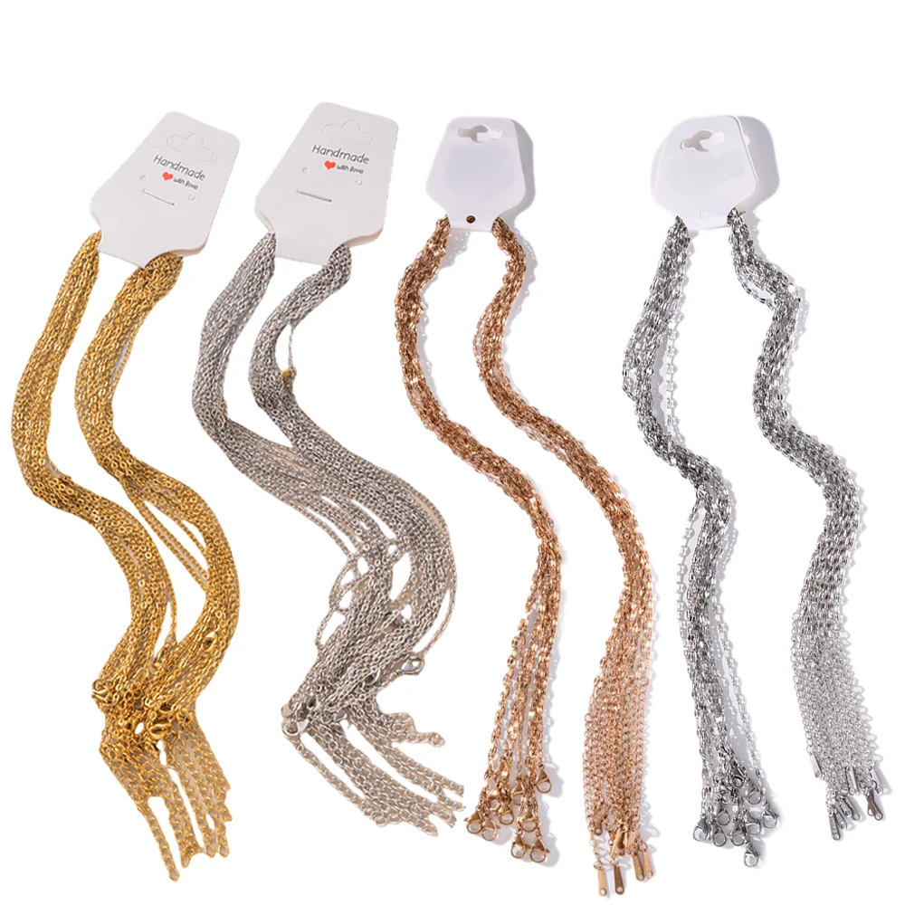

10pcs 2mm 45cm Gold Color Stainless Steel Chains Link For DIY Necklace Adjustable Jewelry Making Supplies Findings Accessories