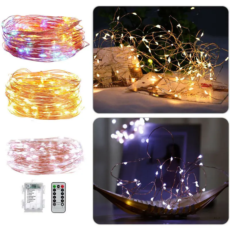 Fairy Lights Battery Operated  5M 50 LED String Lights Remote Control Timer Twinkle String Lights 8 Modes Firefly Lights Decor