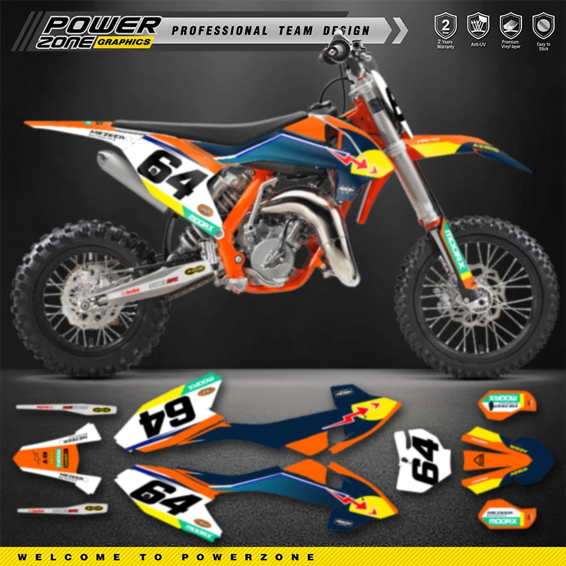 

PowerZone пользовательские графические фоны для команды наклейки для KTM комплект наклеек для KTM SX65 2016 2017 2018 2019 2020 SX65cc номер 17