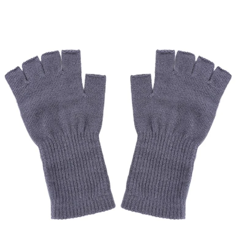 

652F Comfortable Half Finger Gloves Winter Stretchy Knit Warm Fingerless Gloves1 Pair