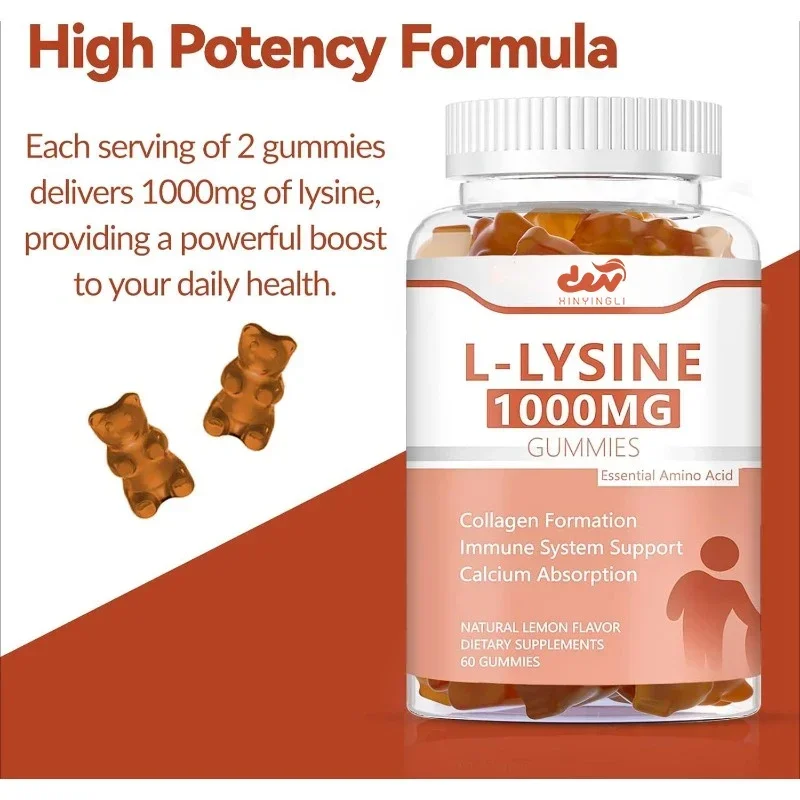 

Конфеты L-Lysine 1000 мг — поддержка иммунитета и коллагена для взрослых — вкусная жевательная добавка