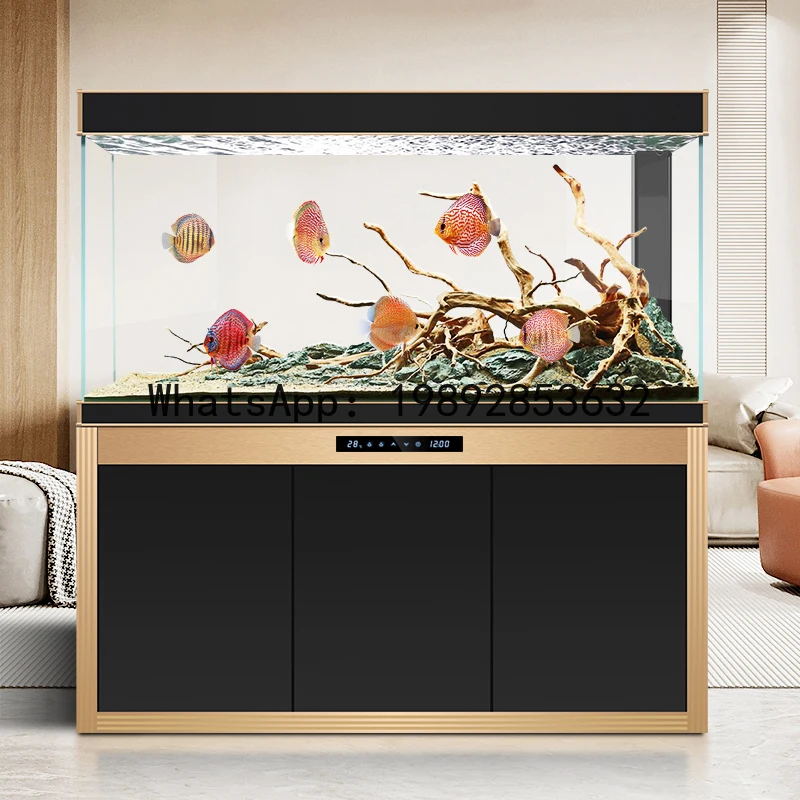 YFY Ultra-clear Glass Fish  Living Room Large Floor-standing Home Entrance Eco  Bottom Filter Goldfish  Arowana