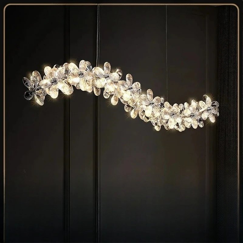 

Luxury Chrome Petal LED Crystal Chandeliers Home Lighting for Living Dining Room Decorate Indoor Ceiling Pendant Lights Fixtures