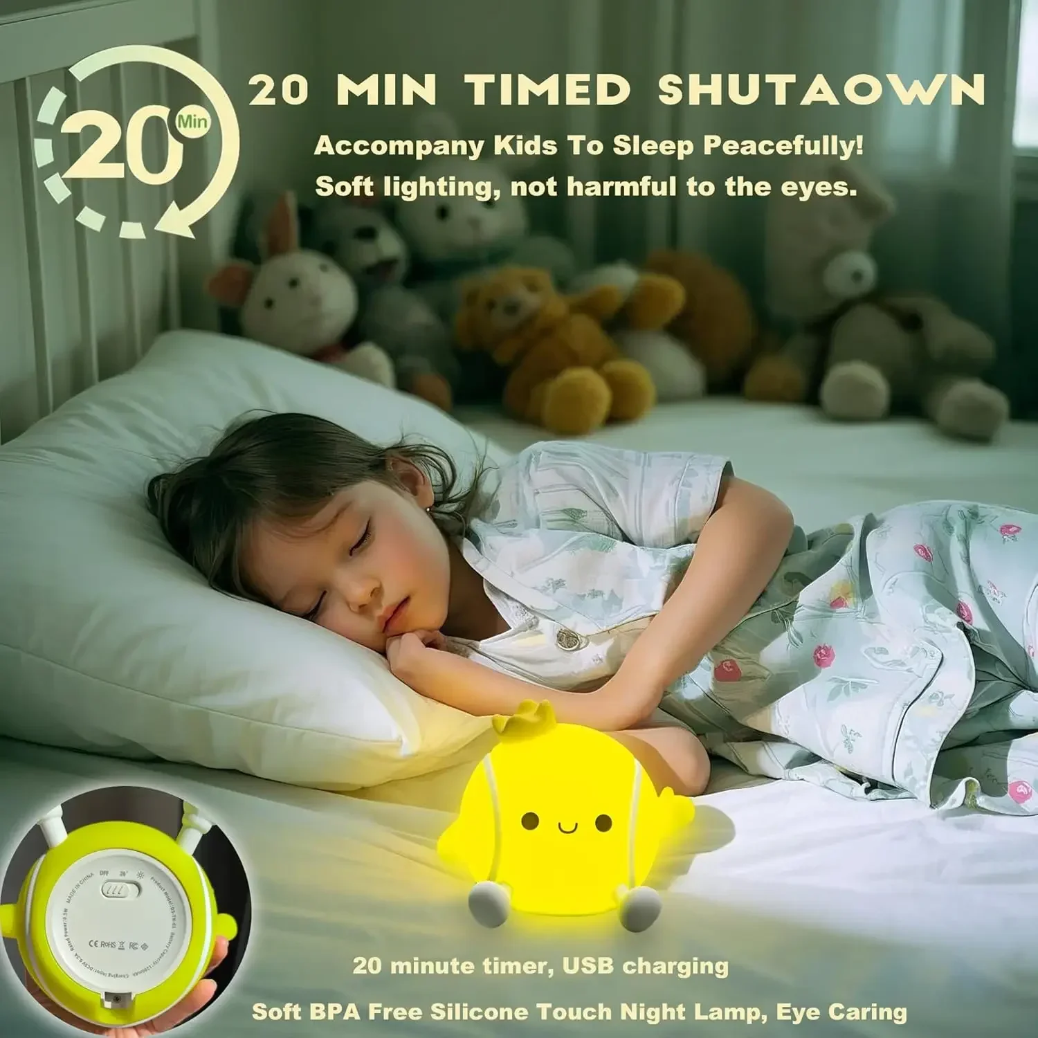 Luce notturna da tennis a LED per la scuola materna del bambino Divertimento sportivo Lampada da comodino ricaricabile in silicone per dormire per la stanza