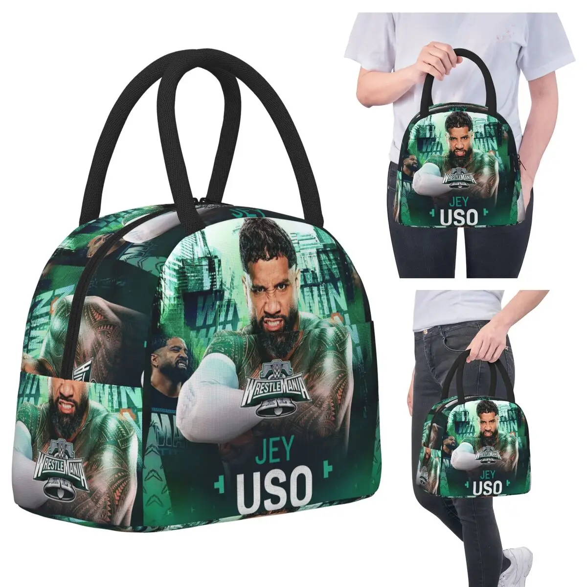 

Winner WWE Jey Uso Insulated Lunch Bag for Kids School Cooler Thermal Food Box Tote Leakproof Lunch Boxes Container