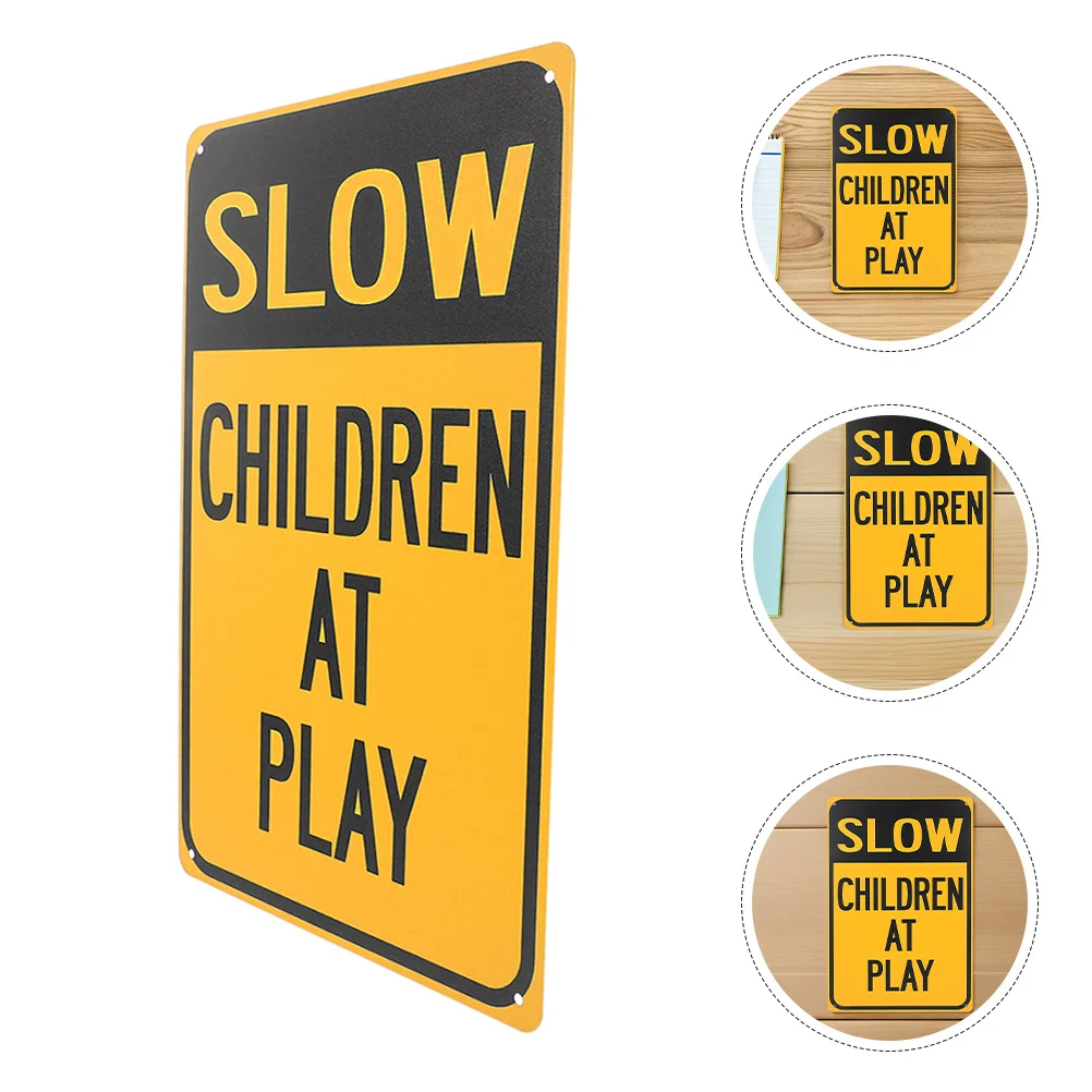 

3Pcs Metal Children Playing Safety Sign for Street Lawn Neighborhoods High Visibility Durable Weather Resistant Slow Down